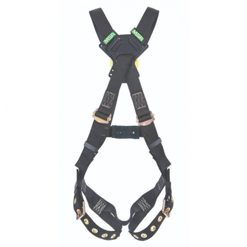 MSA 10152671, Workman Arc Flash Crossover Harness, Back Web Loop, Tongue Buckle Legs, STD, Black
